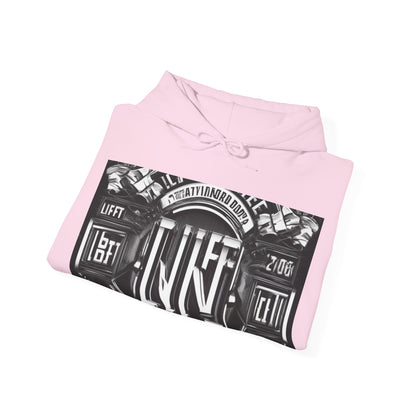 boostlete-am-crew-type-lift-the-standard-banner-engraved-0665 — Unisex Heavy Blend Hoodie (G18500)