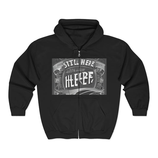 boostlete-recovery-progress-type-still-here-banner-paper-0201 — Unisex Heavy Blend Full-Zip Hooded Sweatshirt