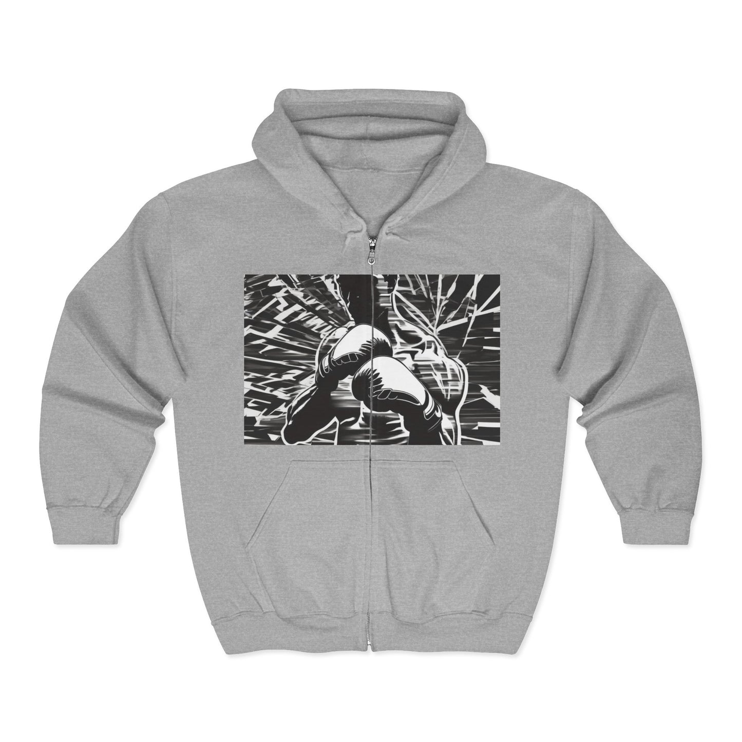 boostlete-boost-mode-scene-boxer-glitch-paper-0084 — Unisex Heavy Blend Full-Zip Hooded Sweatshirt