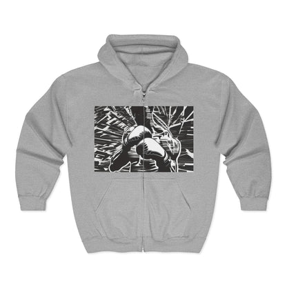 boostlete-boost-mode-scene-boxer-glitch-paper-0084 — Unisex Heavy Blend Full-Zip Hooded Sweatshirt
