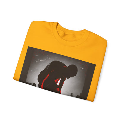 boostlete-mile-by-mile-scene-runner-grainy-bold-0168 — Unisex Heavy Blend Crewneck Sweatshirt (Gildan)