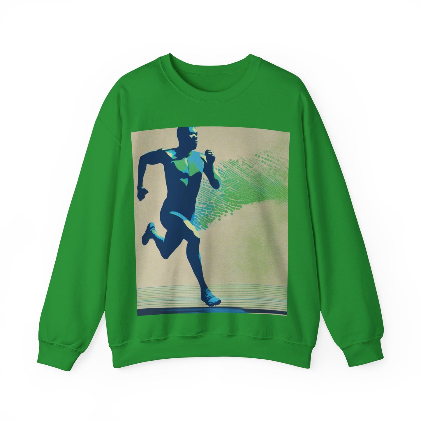 boostlete-am-crew-scene-sprinter-halftone-engraved-0092 — Unisex Heavy Blend Crewneck Sweatshirt (Gildan)