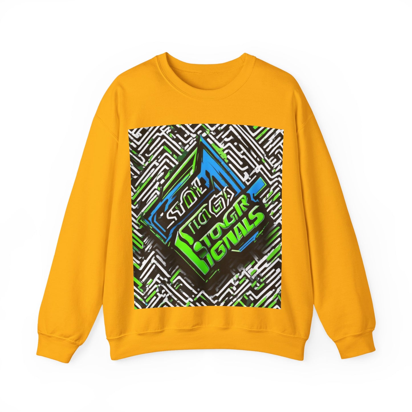 boostlete-am-crew-type-stronger-signals-diagonal-badge-1077 — Unisex Heavy Blend Crewneck (G18000)