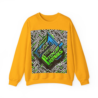 boostlete-am-crew-type-stronger-signals-diagonal-badge-1077 — Unisex Heavy Blend Crewneck (G18000)