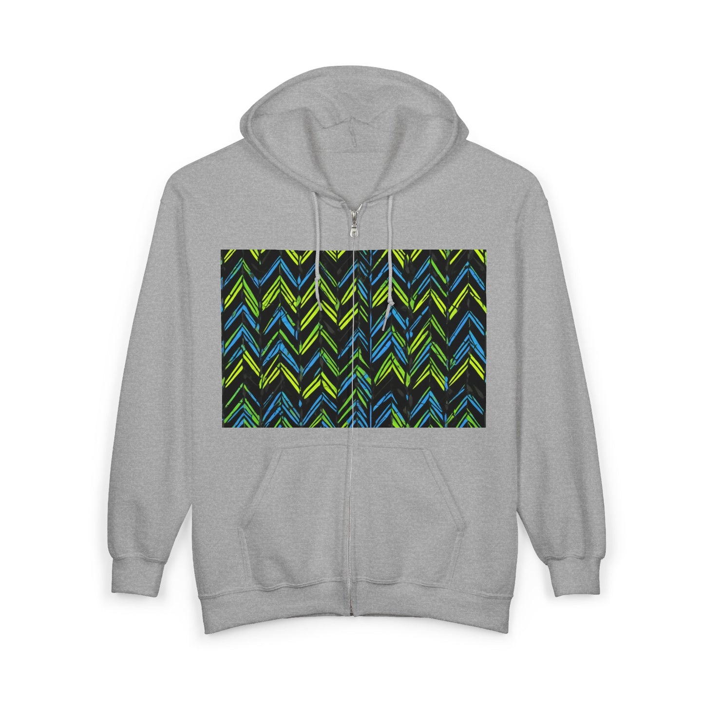 boostlete-mile-by-mile-pattern-chevron-monoline-0051 — Unisex Heavy Blend Full-Zip Hooded Sweatshirt
