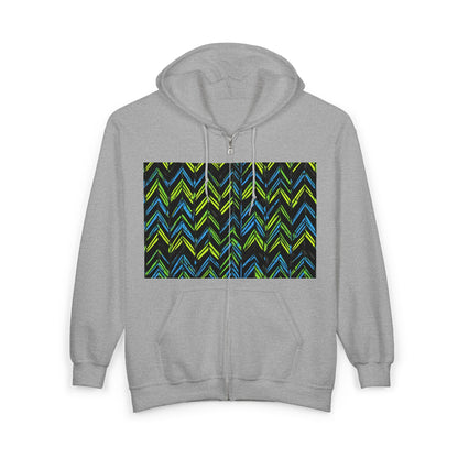 boostlete-mile-by-mile-pattern-chevron-monoline-0051 — Unisex Heavy Blend Full-Zip Hooded Sweatshirt