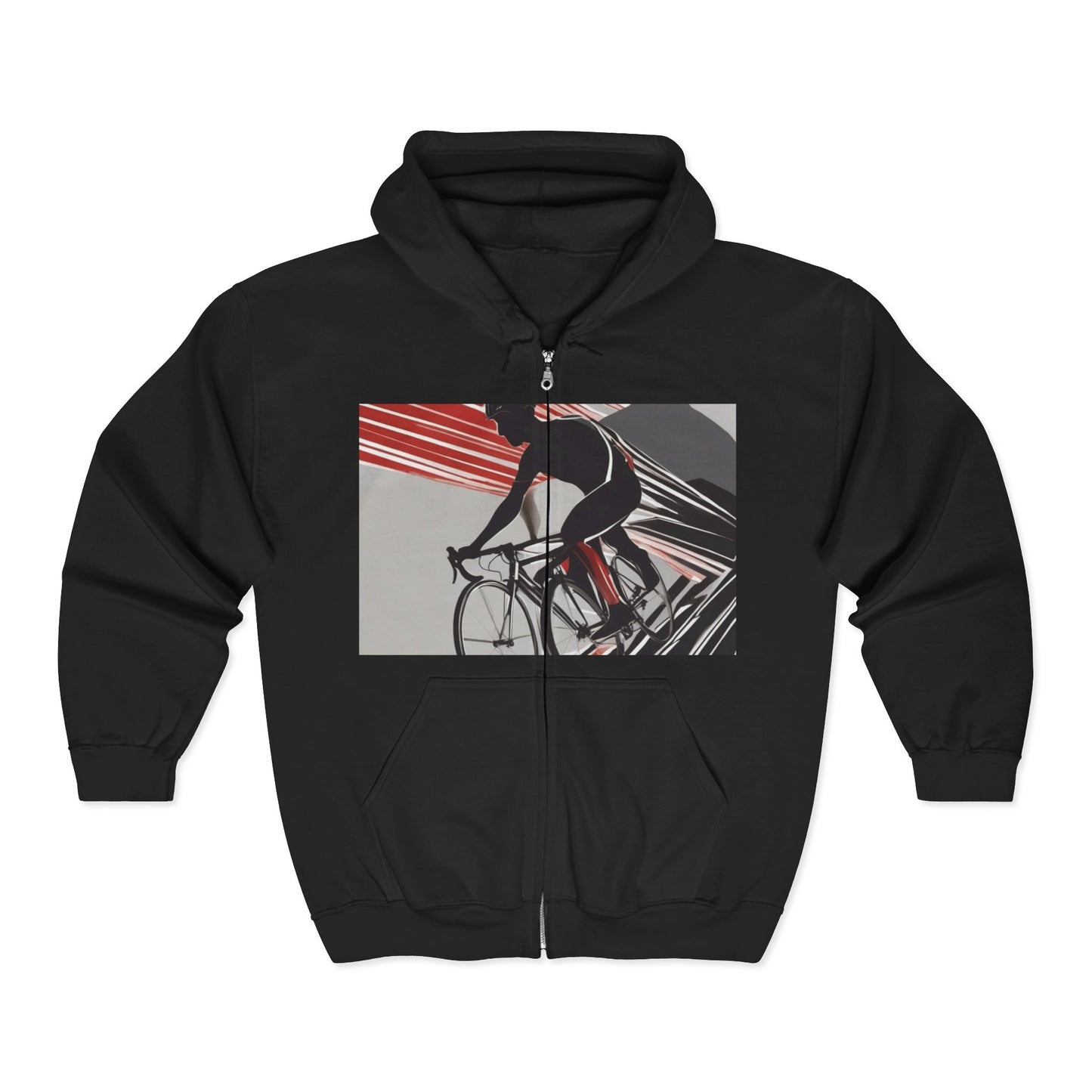 boostlete-boost-mode-scene-cyclist-speed-geometric-0208 — Unisex Heavy Blend Full-Zip Hooded Sweatshirt