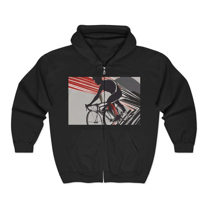 boostlete-boost-mode-scene-cyclist-speed-geometric-0208 — Unisex Heavy Blend Full-Zip Hooded Sweatshirt