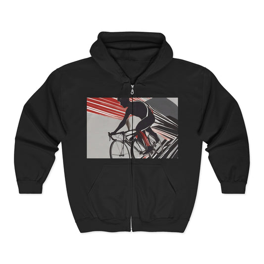 boostlete-boost-mode-scene-cyclist-speed-geometric-0208 — Unisex Heavy Blend Full-Zip Hooded Sweatshirt