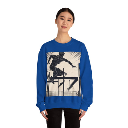 boostlete-iron-intent-scene-hurdler-speed-blueprint-0152 — Unisex Heavy Blend Crewneck Sweatshirt (Gildan)