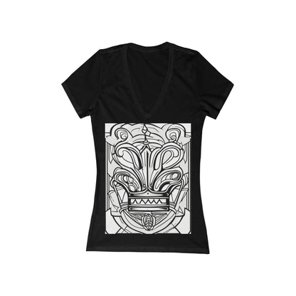 boostlete-boost-mode-icon-crown-offset-line-art-0190 — Women's Deep V-Neck Tee (B+C 6035)