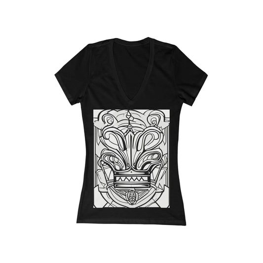 boostlete-boost-mode-icon-crown-offset-line-art-0190 — Women's Deep V-Neck Tee (B+C 6035)