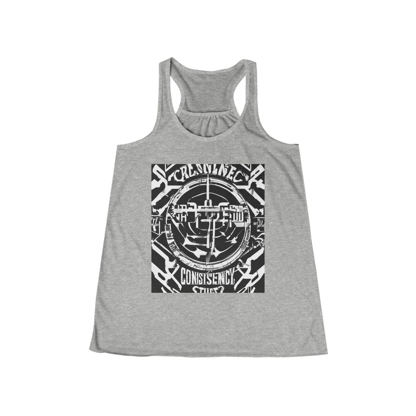 boostlete-am-crew-type-consistency-is-the-flex-centered-industrial-0137 — Women's Flowy Racerback Tank (B+C 8800)