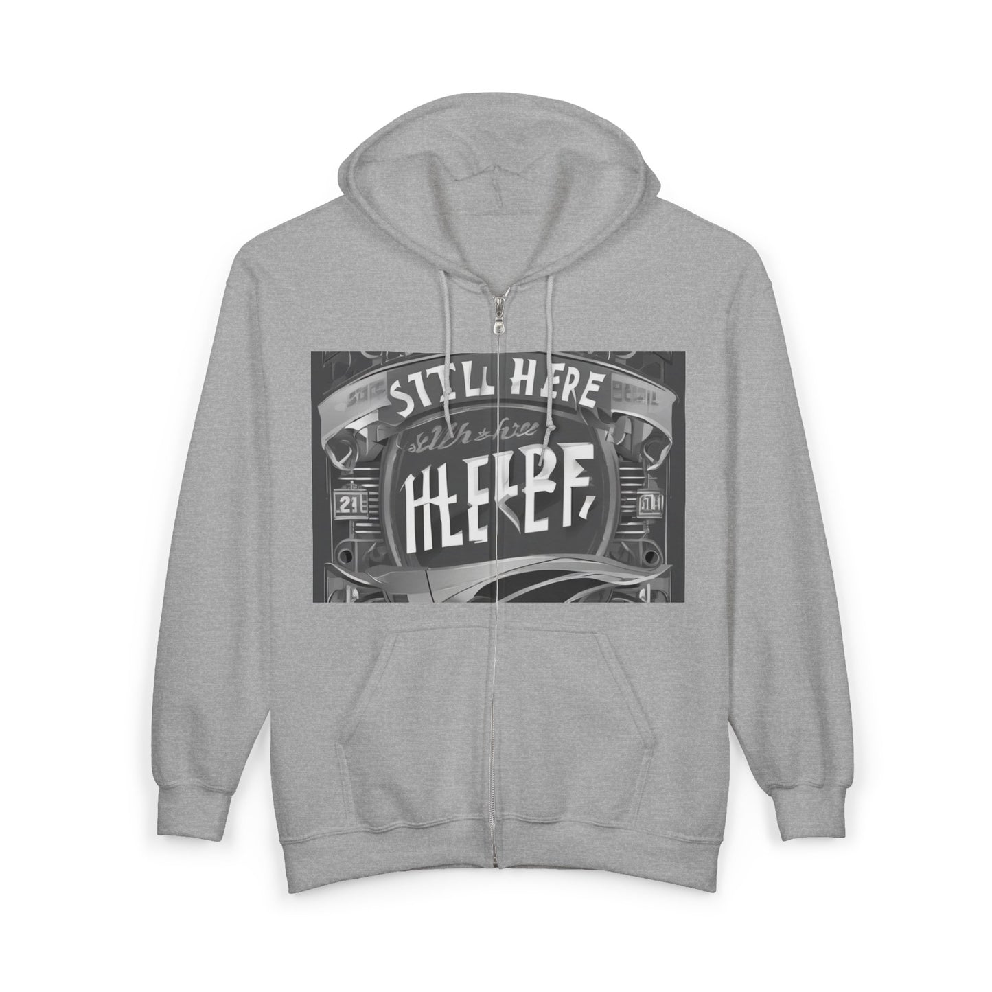 boostlete-recovery-progress-type-still-here-banner-paper-0201 — Unisex Heavy Blend Full-Zip Hooded Sweatshirt