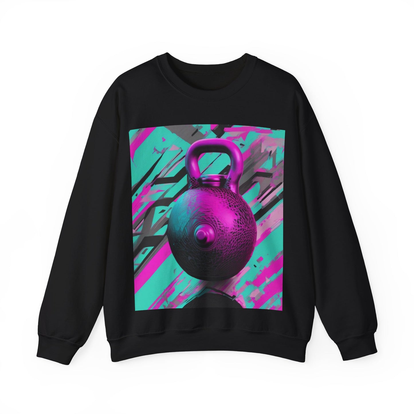 boostlete-mile-by-mile-scene-kettlebell-3d-monoline-1364 — Unisex Heavy Blend Crewneck (G18000)