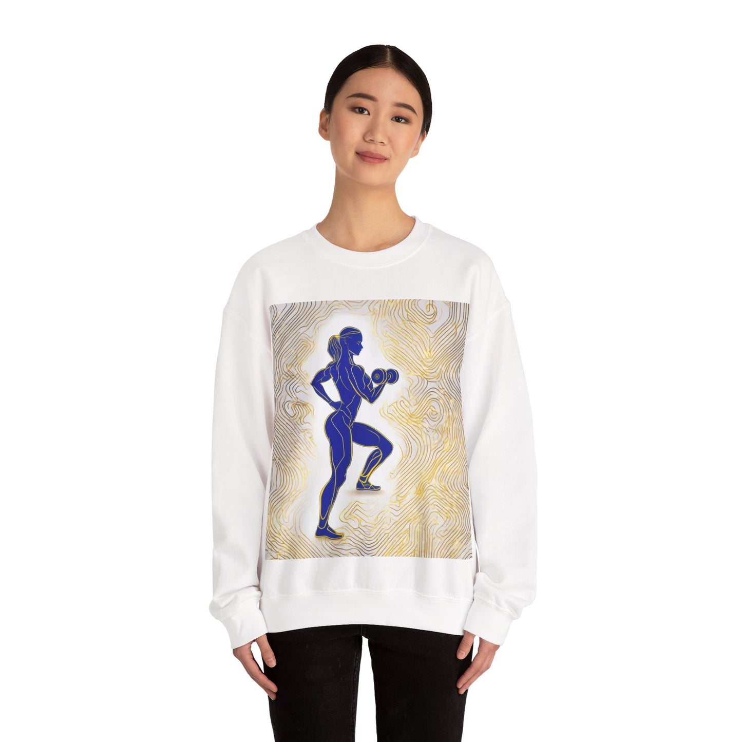 boostlete-iron-intent-scene-lunge-neon-line-art-0392 — Unisex Heavy Blend Crewneck (G18000)