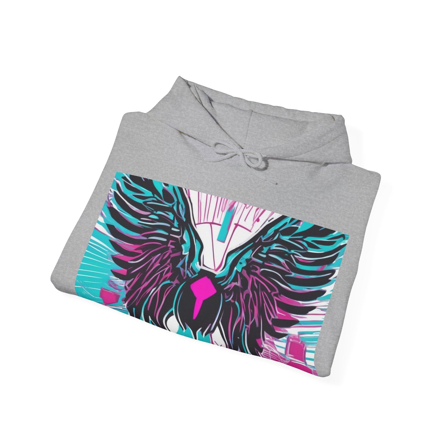 boostlete-am-crew-icon-wings-outline-line-art-0282 — Unisex Heavy Blend Hooded Sweatshirt (Gildan)