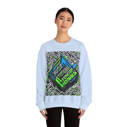 boostlete-am-crew-type-stronger-signals-diagonal-badge-1077 — Unisex Heavy Blend Crewneck (G18000)