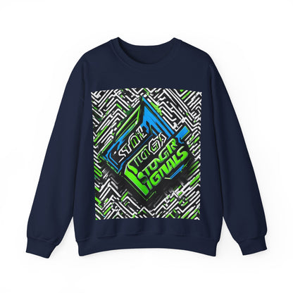 boostlete-am-crew-type-stronger-signals-diagonal-badge-1077 — Unisex Heavy Blend Crewneck (G18000)