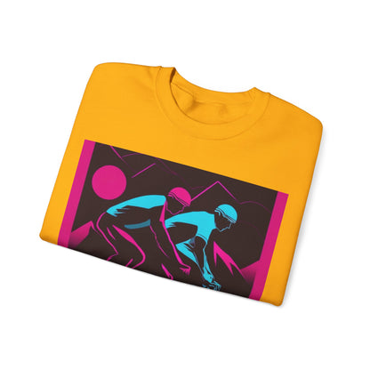 boostlete-rise-grind-scene-cyclist-outline-vector-0868 — Unisex Heavy Blend Crewneck (G18000)