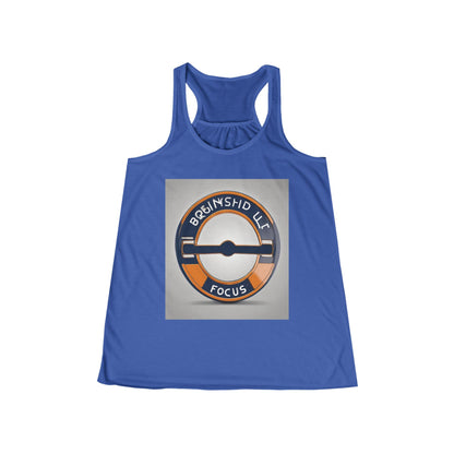 boostlete-quiet-power-icon-barbell-3d-athletic-0038 — Women's Flowy Racerback Tank (B+C 8800)