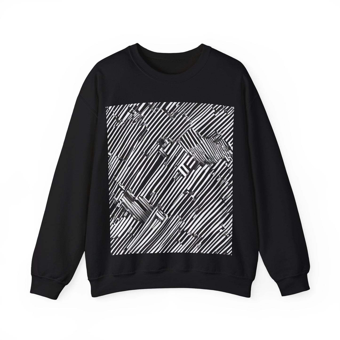 boostlete-mile-by-mile-pattern-barcode-monoline-0059 — Unisex Heavy Blend Crewneck Sweatshirt (Gildan)