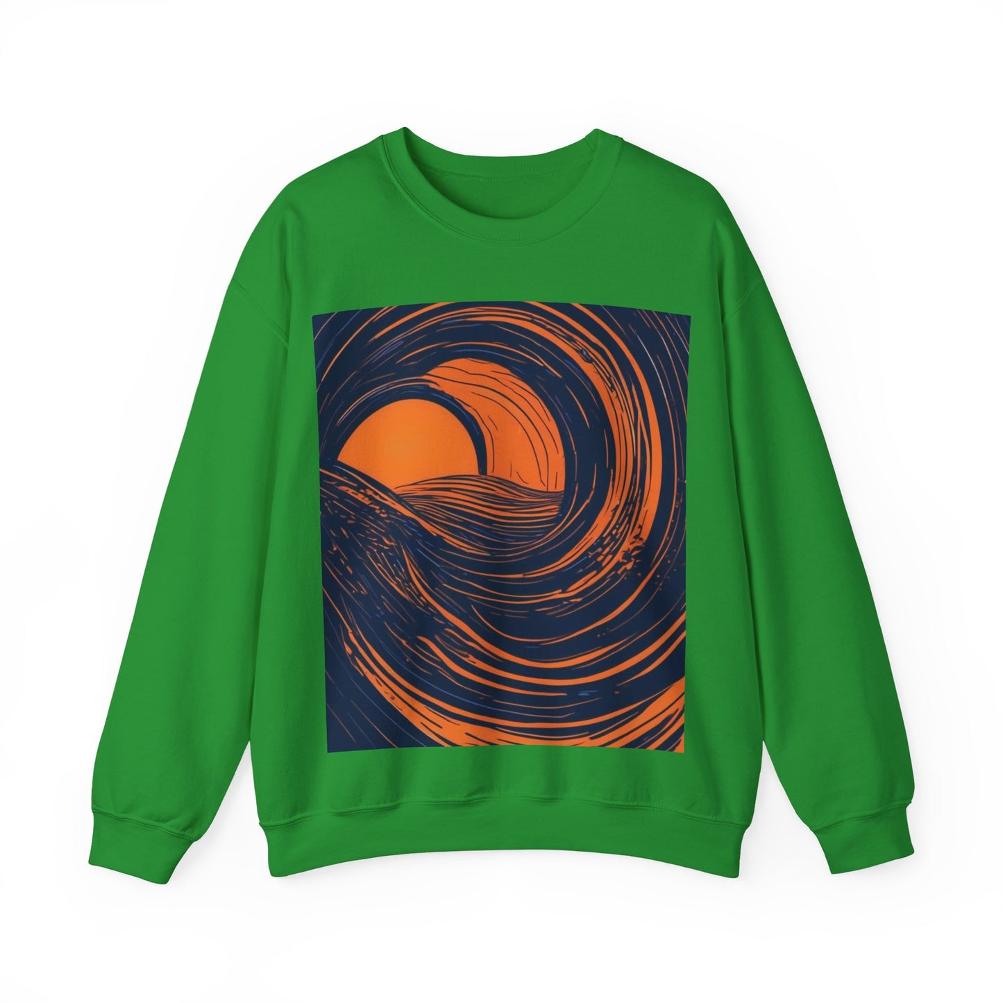 boostlete-rise-grind-icon-sunrise-speed-line-art-0202 — Unisex Heavy Blend Crewneck Sweatshirt (Gildan)