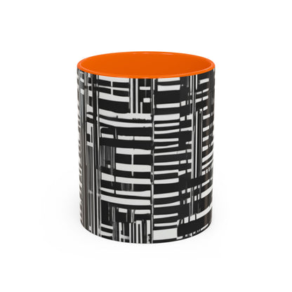 boostlete-iron-intent-pattern-barcode-line-art-0599 — Accent Mug 11/15oz