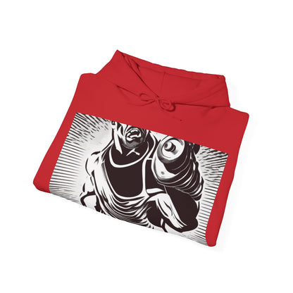 boostlete-pr-season-scene-lunge-halftone-engraved-0096 — Unisex Heavy Blend Hooded Sweatshirt (Gildan)