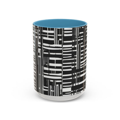 boostlete-iron-intent-pattern-barcode-line-art-0599 — Accent Mug 11/15oz
