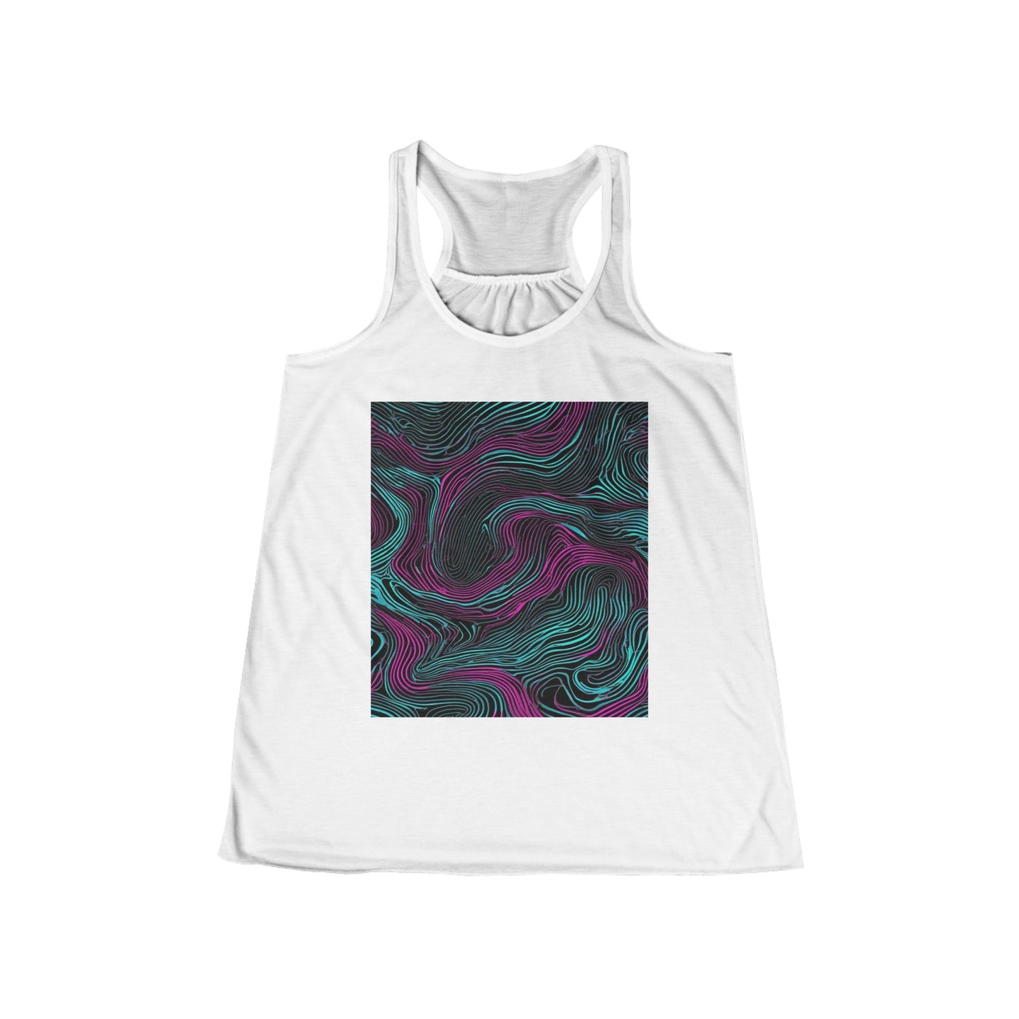 boostlete-am-crew-pattern-topographic-monoline-0075 — Women's Flowy Racerback Tank (B+C 8800)