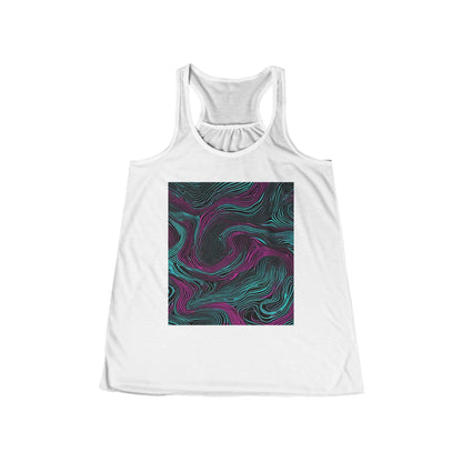 boostlete-am-crew-pattern-topographic-monoline-0075 — Women's Flowy Racerback Tank (B+C 8800)