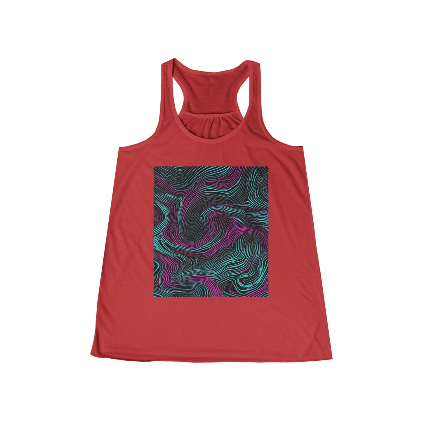 boostlete-am-crew-pattern-topographic-monoline-0075 — Women's Flowy Racerback Tank (B+C 8800)