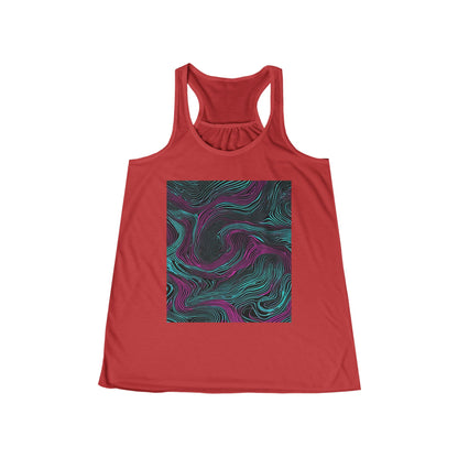 boostlete-am-crew-pattern-topographic-monoline-0075 — Women's Flowy Racerback Tank (B+C 8800)
