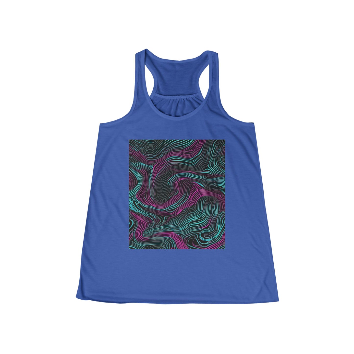 boostlete-am-crew-pattern-topographic-monoline-0075 — Women's Flowy Racerback Tank (B+C 8800)