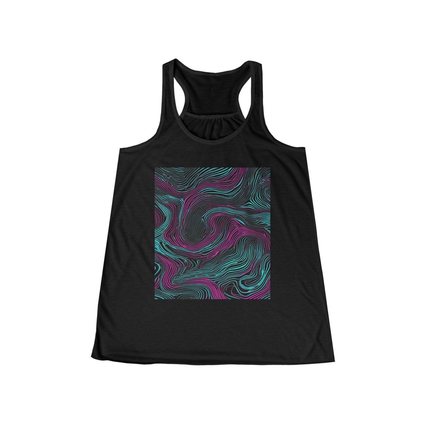 boostlete-am-crew-pattern-topographic-monoline-0075 — Women's Flowy Racerback Tank (B+C 8800)