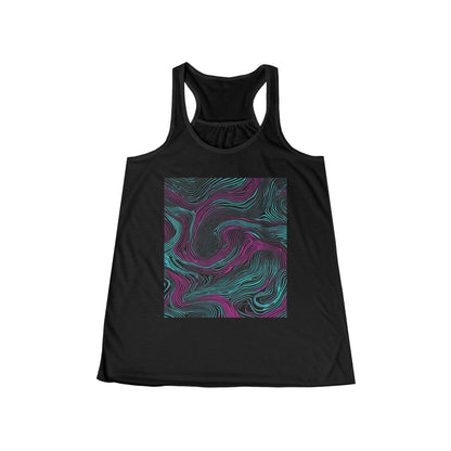 boostlete-am-crew-pattern-topographic-monoline-0075 — Women's Flowy Racerback Tank (B+C 8800)