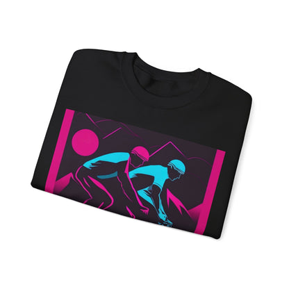 boostlete-rise-grind-scene-cyclist-outline-vector-0868 — Unisex Heavy Blend Crewneck (G18000)