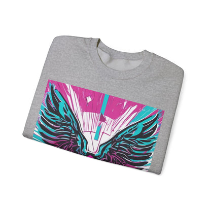 boostlete-am-crew-icon-wings-outline-line-art-0282 — Unisex Heavy Blend Crewneck Sweatshirt (Gildan)