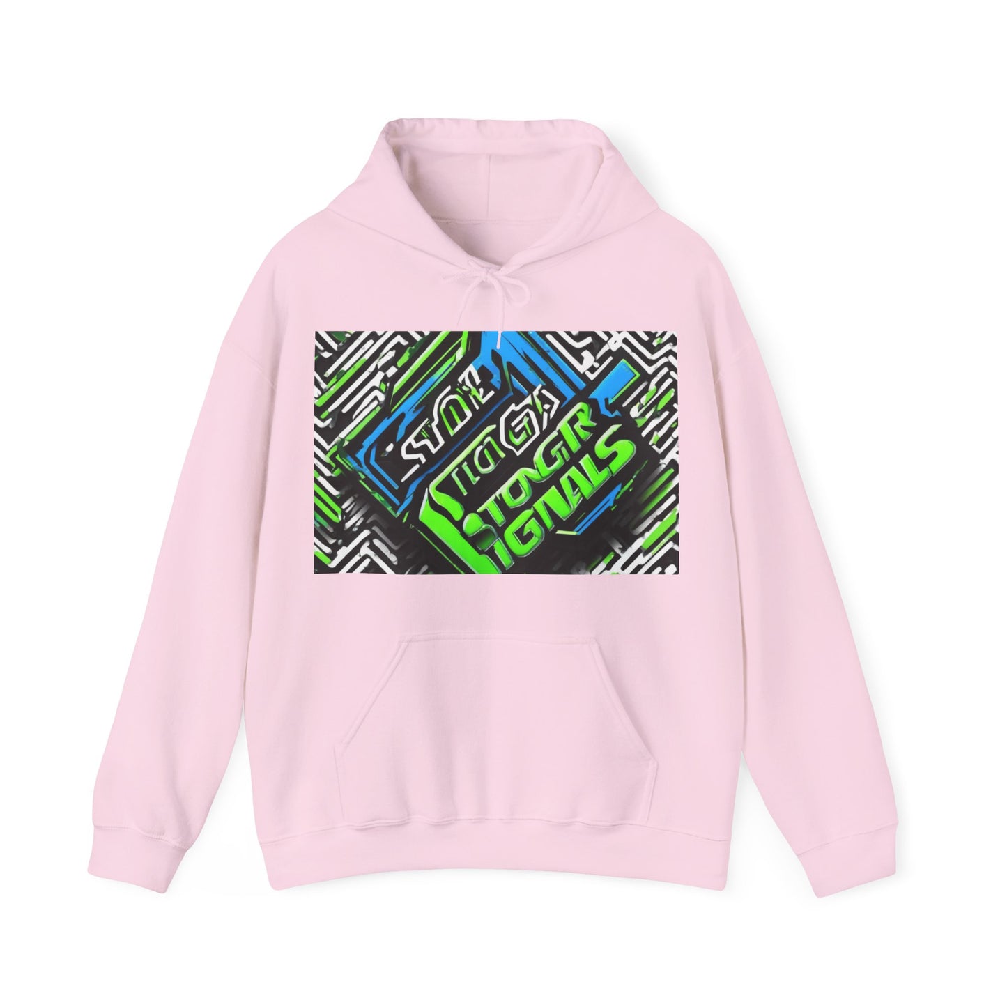 boostlete-am-crew-type-stronger-signals-diagonal-badge-1077 — Unisex Heavy Blend Hoodie (G18500)