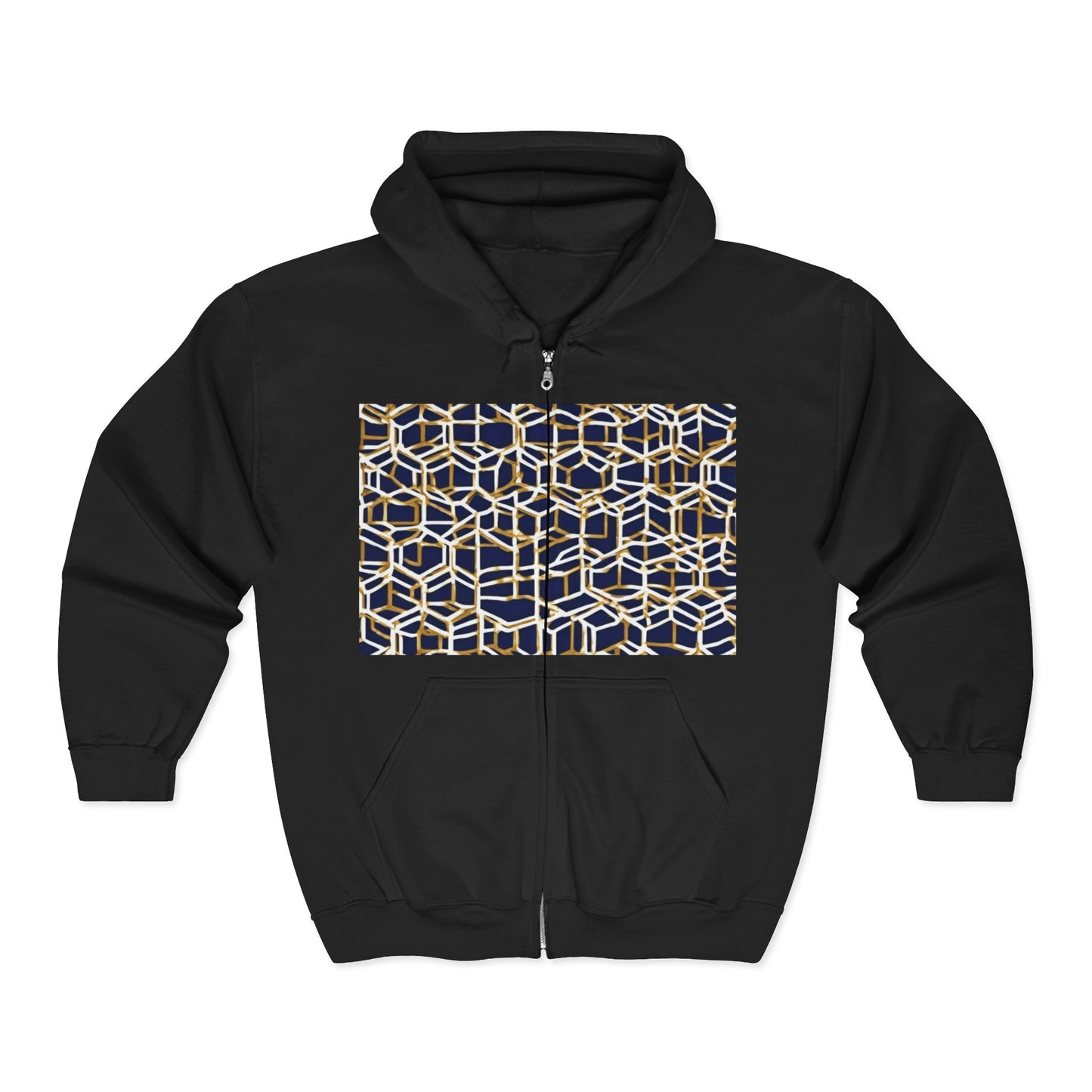 boostlete-am-crew-pattern-hex-industrial-0131 — Unisex Heavy Blend Full-Zip Hooded Sweatshirt