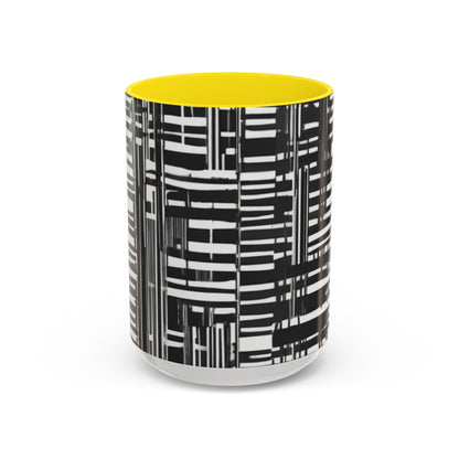 boostlete-iron-intent-pattern-barcode-line-art-0599 — Accent Mug 11/15oz