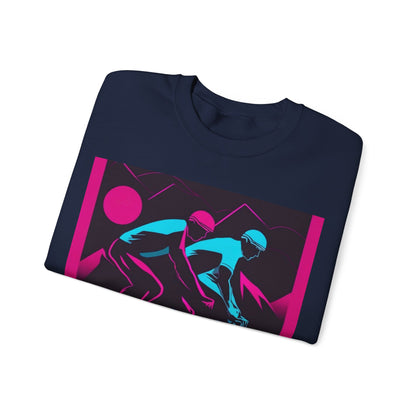 boostlete-rise-grind-scene-cyclist-outline-vector-0868 — Unisex Heavy Blend Crewneck (G18000)
