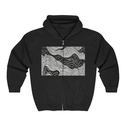 boostlete-field-day-pattern-topographic-line-art-0239 — Unisex Heavy Blend Full-Zip Hooded Sweatshirt