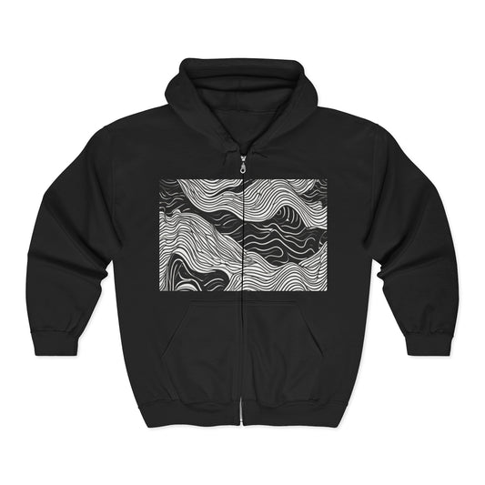 boostlete-field-day-pattern-topographic-line-art-0239 — Unisex Heavy Blend Full-Zip Hooded Sweatshirt