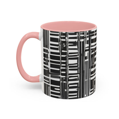 boostlete-iron-intent-pattern-barcode-line-art-0599 — Accent Mug 11/15oz
