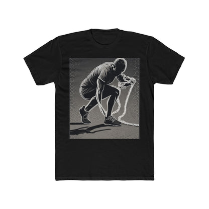 boostlete-recovery-progress-scene-runner-halftone-engraved-0068 — Unisex Cotton Crew Tee (NL 3600)