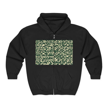 boostlete-iron-intent-pattern-plate-number-isometric-0099 — Unisex Heavy Blend Full-Zip Hooded Sweatshirt
