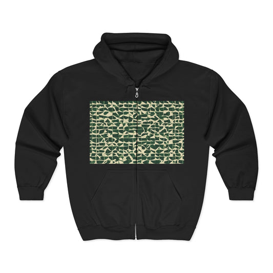 boostlete-iron-intent-pattern-plate-number-isometric-0099 — Unisex Heavy Blend Full-Zip Hooded Sweatshirt