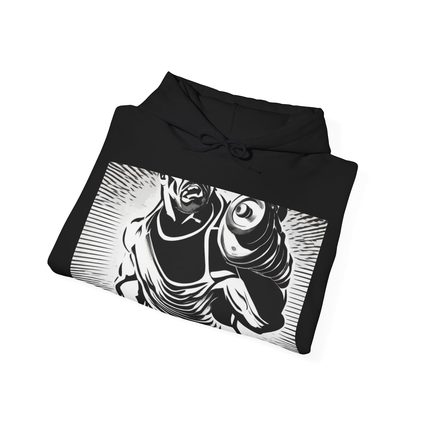 boostlete-pr-season-scene-lunge-halftone-engraved-0096 — Unisex Heavy Blend Hooded Sweatshirt (Gildan)